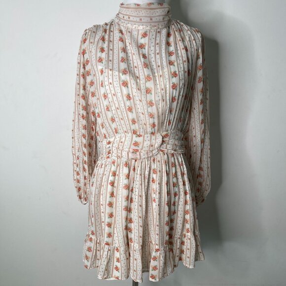 Let Me Be Dresses & Skirts - Anthropologie Let Me Be Women's Cream Mock Neck Floral Dress Size Small